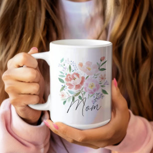 Beige Pink Floral Mothers Day Witty Caption Coffee Mug