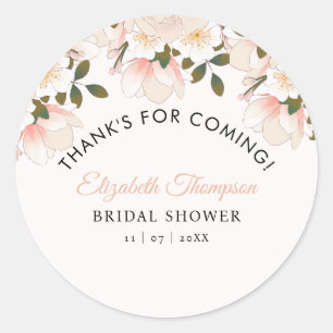 Beige Pink Floral Pattern Bridal Shower Classic Round Sticker