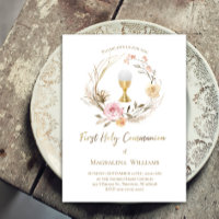 beige pink flowers | First Communion