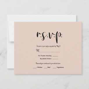 Beige Pink Modern Gold Glitter Wedding RSVP Reply