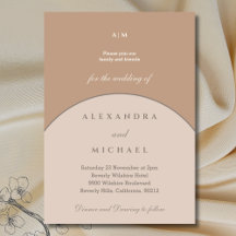 Beige Pink Monogram Minimalist Japandi Wedding