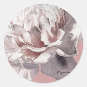 Beige Pink Peony Wedding Envelope Seals