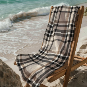 Beige Plaid Beach Towel