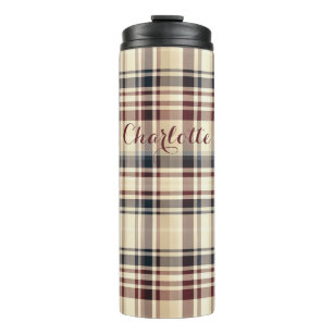 Beige Plaid Classic Chequered Pattern Thermal Tumbler