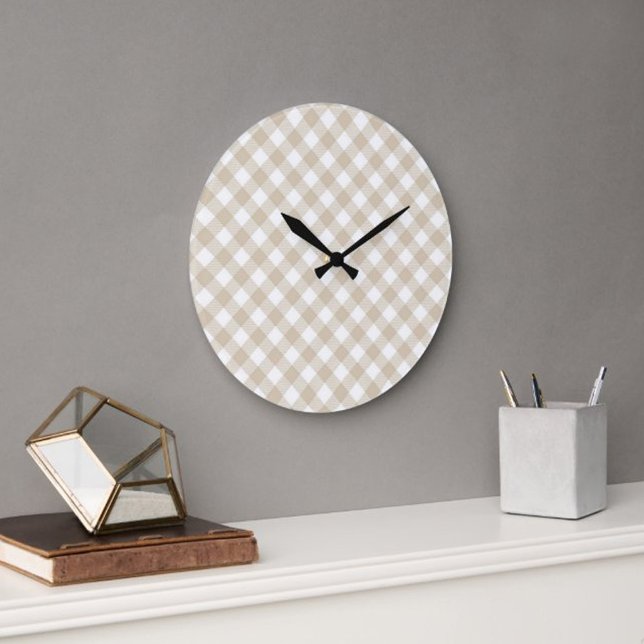  Beige Plaid Pattern Wall clock (Creator Uploaded)