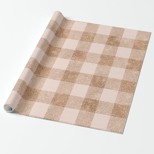 Beige Plaid Pattern Wrapping Paper (Unrolled)