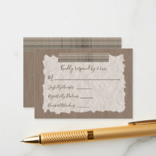 Beige Plaid RSVP Card
