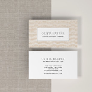 Beige   Plain Elegant Linen Look Professional Business Card