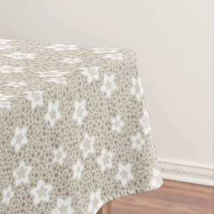 Beige polka dot retro with stars and flowers tablecloth