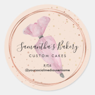 Beige Polka Dots Pastry Cake Designer Bakery Chef Classic Round Sticker