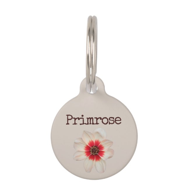 Beige Primrose Flower Pet Tag (Front)