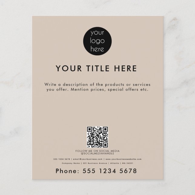Beige Professional Business Logo Promotional  Flyer (Front)