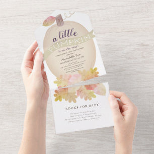 Beige Pumpkin Baby Shower All In One Invitation