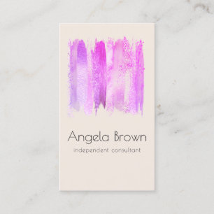 Beige Purple Elegant Makeup Artist Business Card