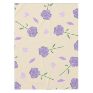 Beige Purple Rose Floral Boho Botanical Pattern Tablecloth
