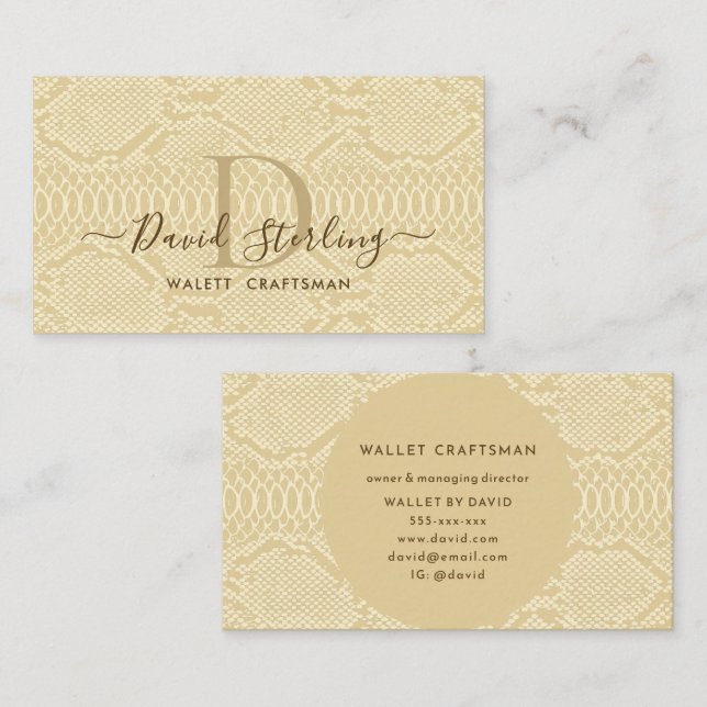 Beige Python Skin Business Card (Front/Back)