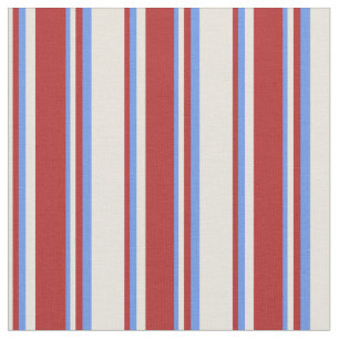 Beige, Red, and Cornflower Blue Coloured Pattern Fabric