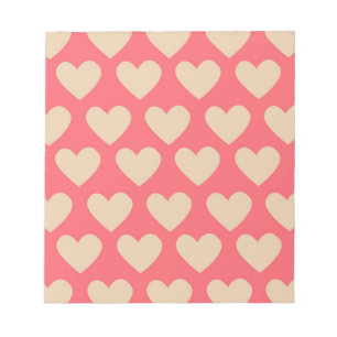 Beige Red Cute Simple Heart Pattern Notepad