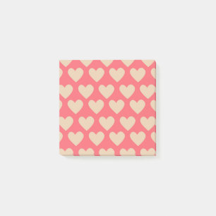 Beige Red Cute Simple Heart Pattern Post-it Notes