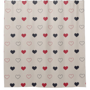 Beige & red Heart Seamless Pattern Cute Minimal Shower Curtain