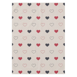 Beige & red Heart Seamless Pattern Cute Minimal Tablecloth