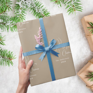 Beige reindeer doodle neutral modern Christmas Wrapping Paper