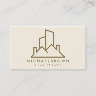 Beige Rent House Home Roof Real Estate Business Card