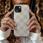 Beige Retro Check iPhone 15 Case<br><div class="desc">Trendy boho chequerboard print phone case in light beige and ivory colours. Use the design tools to add your own monogram,  name or other text,  or change the background colour to create a unique one of a kind device cover.</div>