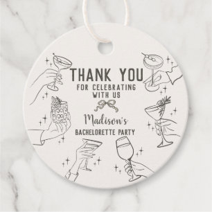 Beige Retro Cocktail Party Bachelorette Dessert Favour Tags