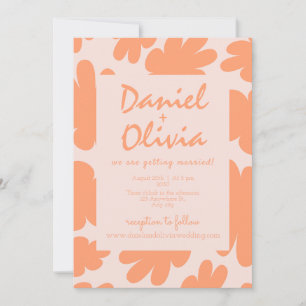 Beige Retro Floral with Photo Wedding Invitation