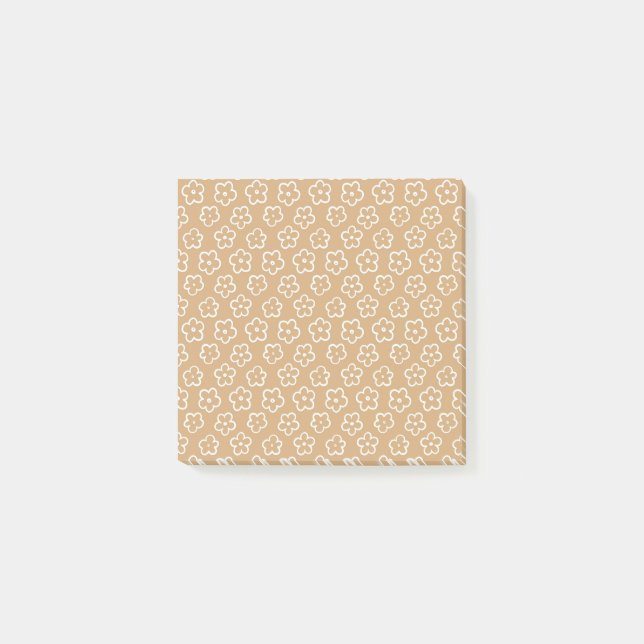 Beige Retro Flower Patterns for Spring & Summer Post-it Notes (Front)