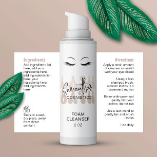 Beige Retro Font Lash Bath Shampoo Wrap Around Rectangular Sticker