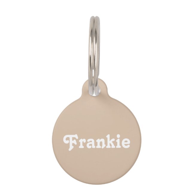 Beige Retro Pet Tag (Front)
