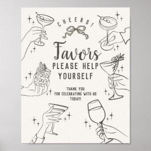 Beige Retro Vintage Cocktail Party Favours Sign