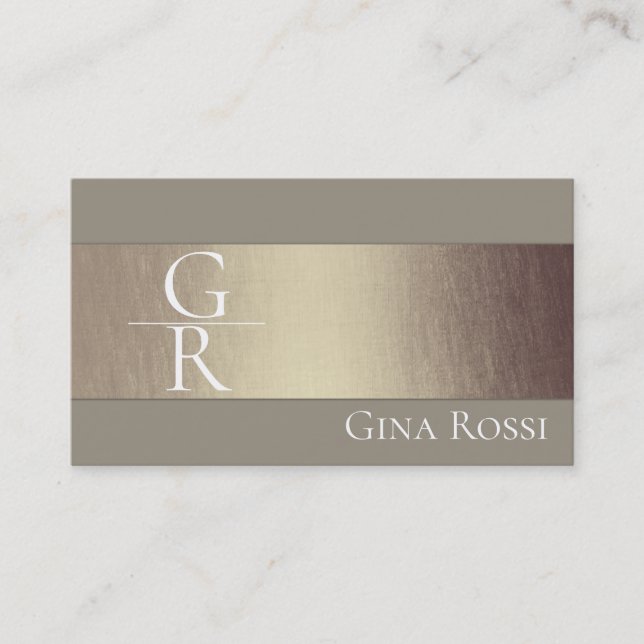Beige & Rose Gold Minimalist Business Card (Front)