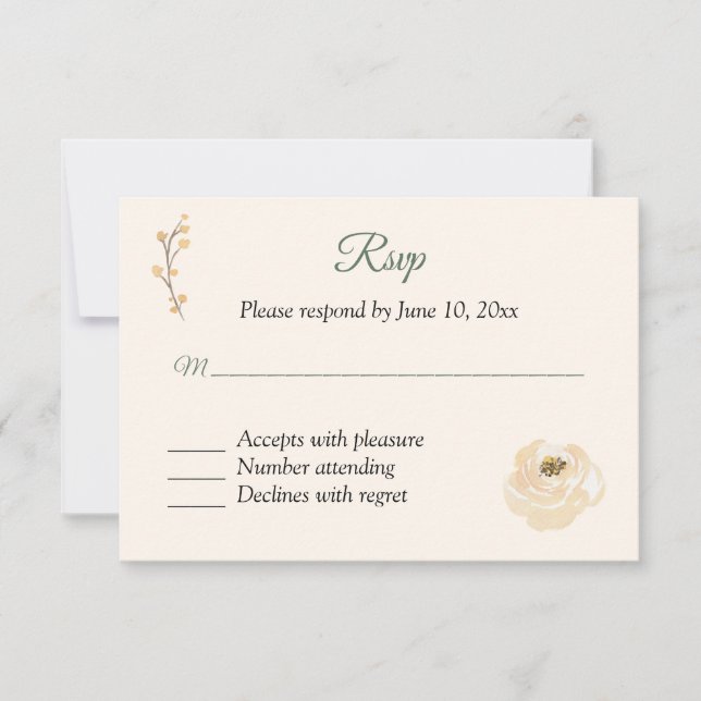Beige Rose RSVP Response Card (Front)