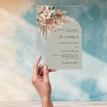Beige roses pampas sage green arch clear wedding acrylic invitations<br><div class="desc">Set the tone for your special day with this elegant wedding invitation. Featuring a transparent, clear background, with a sage green coloured arch frame it’s beautifully adorned with muted, earthy roses, eucalyptus greenery, and pampas grass for a natural and romantic feel. Personalise it with your names and wedding details to...</div>