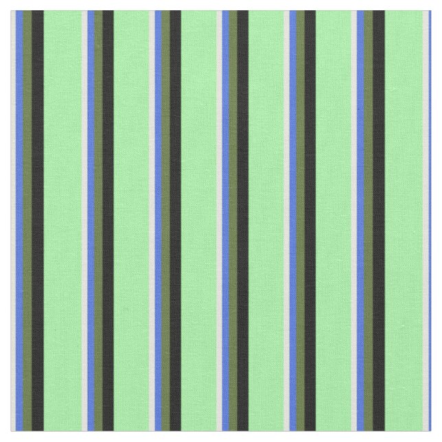 Beige, Royal Blue, Dark Olive Green, Black & Green Fabric (Close Up)