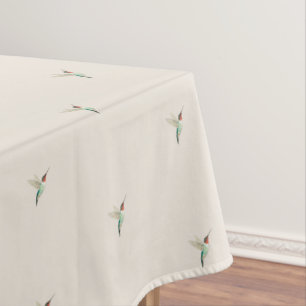 Beige Ruby-throated Hummingbirds Tablecloth