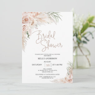 Beige Sage Boho Floral Bridal Shower  Invitation