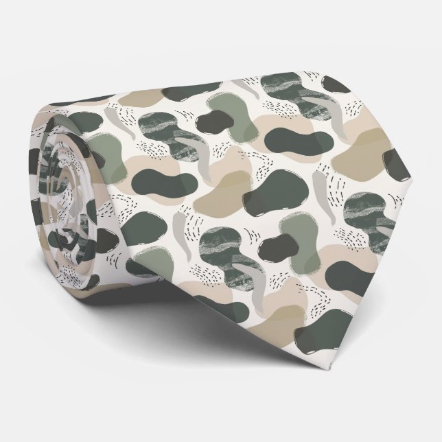 Beige & Sage Green Simple Boho  Tie (Rolled)