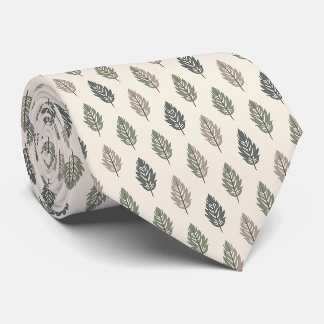 Beige & Sage Green Simple Boho  Tie (Rolled)