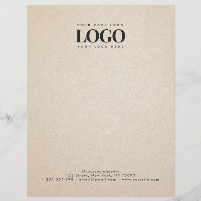 Beige Sand Add Your Rectangle Business Logo Text Custom Letterhead (Front)