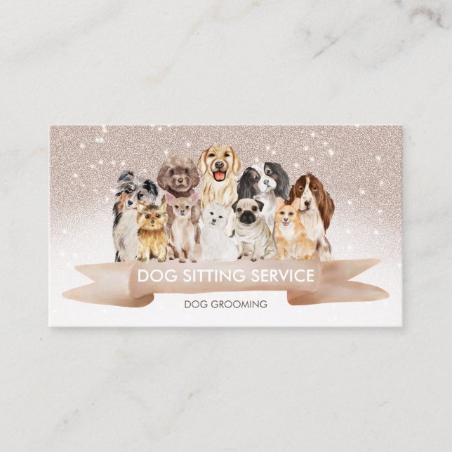 Beige Sand Cream Dogs Business Card (Front)