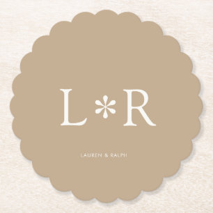 Beige Sand   Simple Chic Couple Paper Coaster