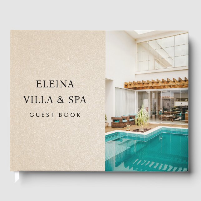 Beige Sand Tan Villa Spa Vacation Rental Feedback Guest Book (Front)