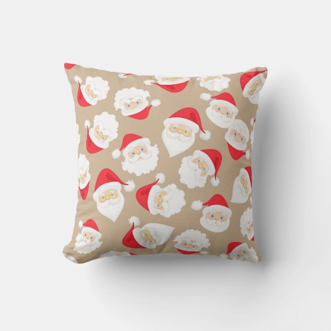 Beige Santa Christmas Pillow (Front)