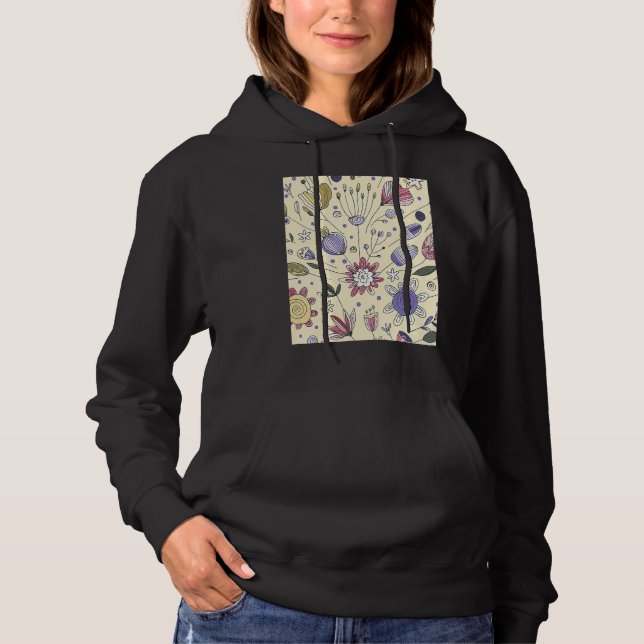 Beige Scandi Flower Ethnic Cute Autumn Fall Mix  1 Hoodie (Front)