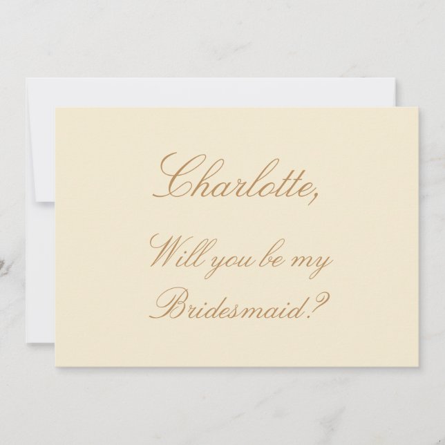 Beige Script Elegant Cream Bridesmaid Proposal Invitation (Front)