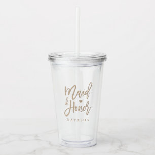 Beige Script Maid of Honour Acrylic Tumbler